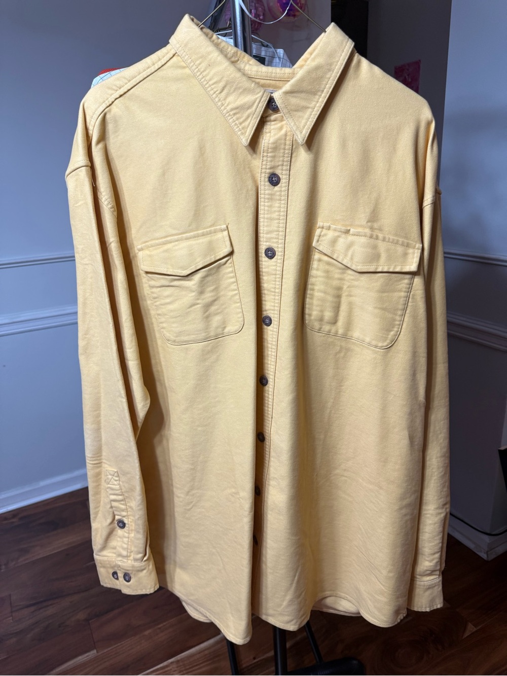 Duluth Trading Co Yellow Cotton Button-Up Shirt